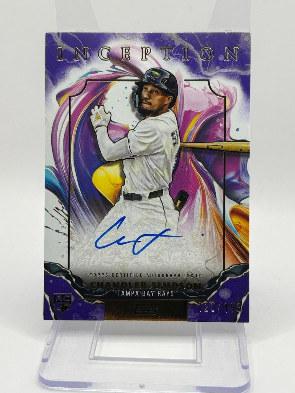 2025 Topps Inception Chandler Simpson Rookie Purple On Card Auto 120/199 SP Rays
